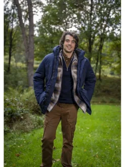 Pantalon Cargo en coton mélangé camel coupe ajustée avec multiples poches