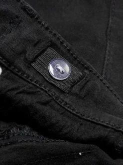 Pantalon cargo en coton noir uni avec une coupe slim et une taille intermédiair