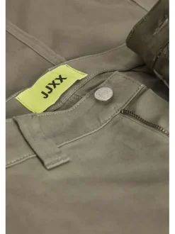 Pantalon Cargo kaki uni avec une coupe regular fit et des poches latérales