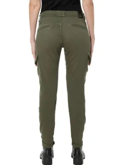 Pantalon cargo kaki uni avec une coupe slim et une taille intermédiaire