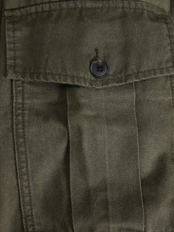 Pantalon cargo kaki uni coupe slim et resserré aux chevilles avec poches latérales