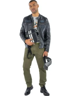 Pantalon Cargo kaki uni, en coton, style 6 poches et à coupe slim