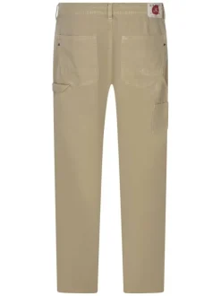 Pantalon cargo Kobe en coton beige uni pourvu d'une coupe droite