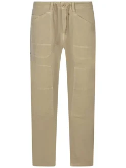 Pantalon cargo Kobe en coton beige uni pourvu d'une coupe droite