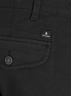 Pantalon Cargo noir uni à coupe ample et une fermeture zippée boutonnée
