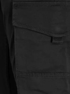 Pantalon Cargo noir uni à coupe ample et une fermeture zippée boutonnée