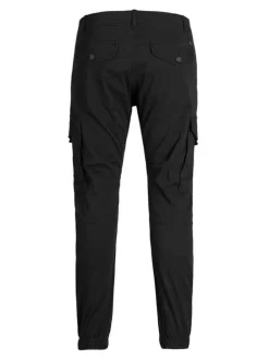 Pantalon Cargo noir uni à coupe ample et une fermeture zippée boutonnée