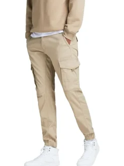 Pantalon cargo Paul coupe slim en coton beige uni
