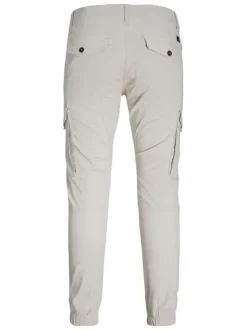Pantalon Cargo Paul écru uni avec une coupe droite et des passants