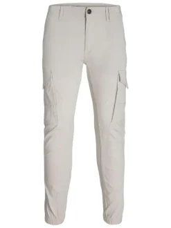 Pantalon Cargo Paul écru uni avec une coupe droite et des passants