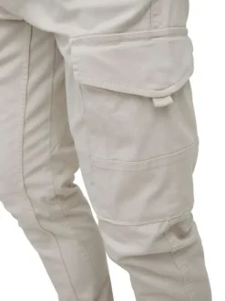 Pantalon Cargo Paul écru uni avec une coupe droite et des passants