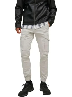Pantalon Cargo Paul écru uni avec une coupe droite et des passants