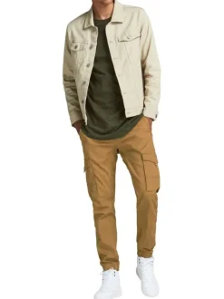 Pantalon cargo Paul Flake camel uni en coton mélangé avec une coupe droite