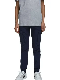 Pantalon cargo Paul Flake marine uni en coton mélangé avec une coupe droite