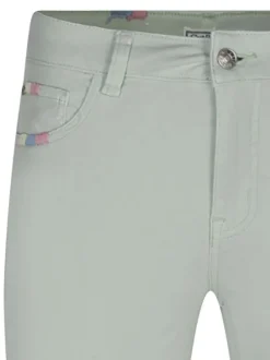 Pantalon Charles en coton pistache uni avec une coupe droite et 5 poches