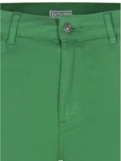 Pantalon Charlie en coton vert uni à coupe droite et taille intermédiaire