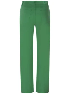 Pantalon Charlie en coton vert uni à coupe droite et taille intermédiaire