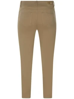 Pantalon Charlise en coton beige uni à coupe droite et taille intermédiaire