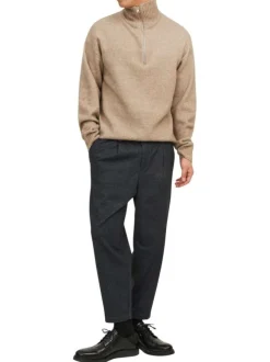 Pantalon chino anthracite uni avec une coupe droite et une taille élastiquée