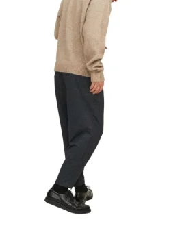 Pantalon chino anthracite uni avec une coupe droite et une taille élastiquée