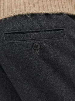 Pantalon chino anthracite uni avec une coupe droite et une taille élastiquée