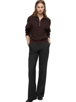 Pantalon Chino anthracite uni coupe ample pourvu de trois types de fermetures
