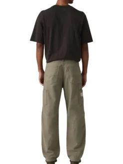 Pantalon chino 568 aspect carpenter en coton kaki à coupe droite