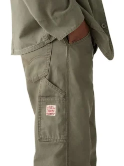 Pantalon chino 568 aspect carpenter en coton kaki à coupe droite
