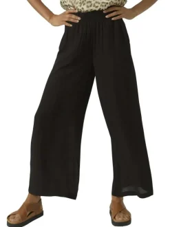 Pantalon Chino beige à taille élastiquée pourvu d'un motif abstrait