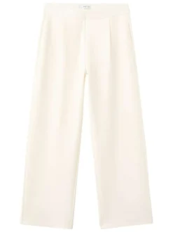Pantalon chino beige uni avec une coupe droite et une taille élastiquée