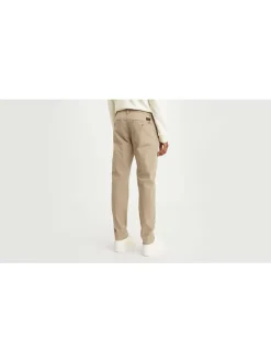 Pantalon chino beige uni en coton avec une coupe droite et 4 poches