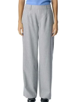 Pantalon chino blanc à rayures pourvu d'une coupe bootcut et d'une taille haute