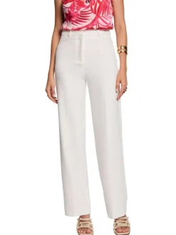 Pantalon chino blanc uni pourvu d'une coupe bootcut et de multiples poches