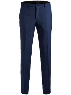 Pantalon Chino bleu avec une coupe droite à fermeture zippée boutonnée