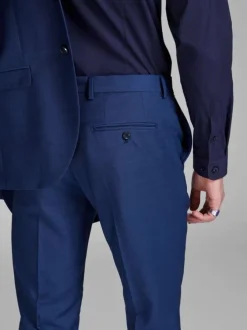 Pantalon Chino bleu avec une coupe droite à fermeture zippée boutonnée