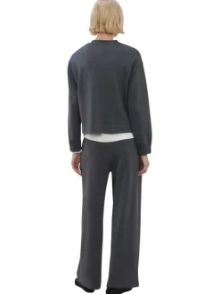Pantalon chino bleu gris uni avec une coupe droite et une taille élastiquée