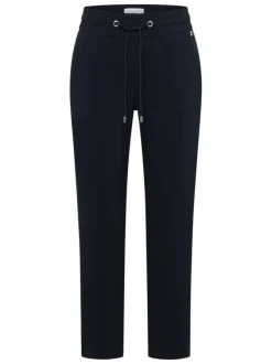 Pantalon chino bleu marine uni avec une coupe droite et une taille élastiquée