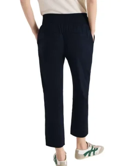 Pantalon chino bleu marine uni avec une coupe droite et une taille élastiquée