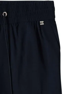 Pantalon chino bleu marine uni avec une coupe droite et une taille élastiquée