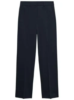 Pantalon chino bleu marine uni à coupe slim et à taille haute