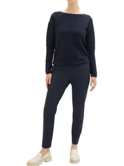 Pantalon chino bleu marine uni à coupe slim fit avec un cordon à la taille