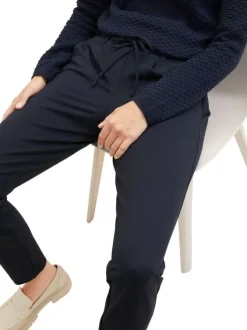 Pantalon chino bleu marine uni à coupe slim fit avec un cordon à la taille