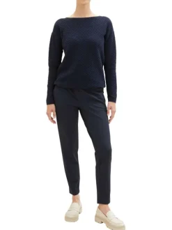 Pantalon chino bleu marine uni à coupe slim fit avec un cordon à la taille