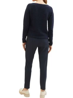 Pantalon chino bleu marine uni à coupe slim fit avec un cordon à la taille