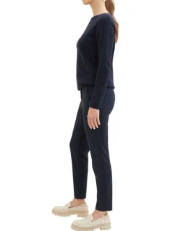 Pantalon chino bleu marine uni à coupe slim fit avec un cordon à la taille