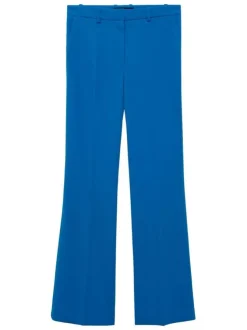 Pantalon Chino bleu uni avec une coupe bootcut et zippé boutonné à la taille