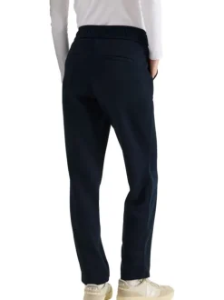 Pantalon chino bleu uni pourvu d'une coupe slim et d'une taille intermédiaire