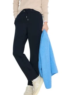Pantalon chino bleu uni pourvu d'une coupe slim et d'une taille intermédiaire