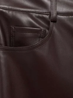Pantalon chino bordeaux enduit à coupe bootcut avec 5 poches