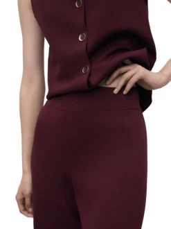 Pantalon Chino bordeaux en maille fine pourvu d'une coupe évasée
